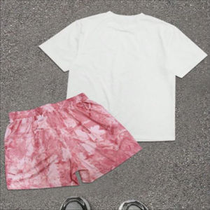 เสื้อยืดผ้าฝ้ายถักสไตล์วินเทจสำหรับผู้ชาย ชุดลำลองใส่สบายระบายอากาศดี เสื้อยืดสตรีทแวร์ลายกราฟิก DTG แบบสั่งทำได้ กางเกงขาสั้นทรงโอเวอร์ไซส์ฟอกสีซันอะซิด - Product Image 2