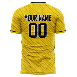 Camiseta de Fútbol Sublimada Personalizada con Patrón Diagonal Amarillo, Manga Corta, Absorbe la Humedad, Ropa Deportiva para Hombre Adulto - Product Image 2