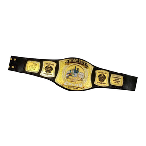 Ceinture de champion Windy City Silverbacks - Ceinture de sport noire personnalisable avec détails dorés - Trophée de collection haut de gamme - Product Image 6