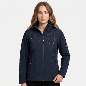 Chaqueta Varsity Reversible Impermeable de Mezclilla para Hombre, con Logotipo Frontal, Azul Oscuro, Poliéster, Cierre de Cremallera, para Otoño y Actividades al Aire Libre - Product Image 3