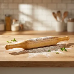 Juego de Chakla Belan de Aluminio con Rodillo de Madera |   Tabla Redonda para Hacer Roti con Soporte Elevado para Chapati, Paratha y Puri - Product Image 2