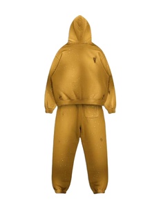 Ensemble de survêtement en molleton de coton pour homme, effet vieilli, avec sweat à capuche et pantalon, couleur unie, respirant, pull chaud pour l'hiver, OEM - Product Image 5