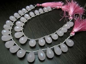Perles de quartz rose facettées, perles de quartz hydro, 10x14mm, forme goutte d'eau, perles briolette - Product Image 3