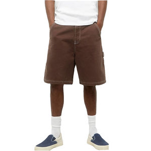 Pantalones Cortos de Lona Vaquera para Hombre de Alta Calidad, 100% Algodón, Casuales, Holgados, de Verano, Color Marrón, Cintura Elástica, Servicio OEM - Product Image 2