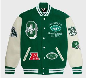 Veste universitaire personnalisée pour homme, veste de baseball brodée, veste à manches vertes avec patchs, vêtements d'extérieur - Product Image 1