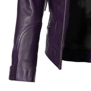 REBA SPORTS IMPEX <b>Purple</b> Genuine Leather Bomber Jacket Full Sleeve Zipper Closure Breathable Custom Logo Women Autumn Wear - Product Image 3