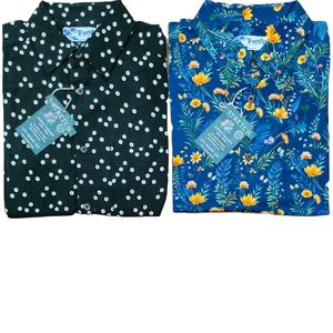 Camisa de Manga Corta para Hombre, Estampado AOP, 100% Algodón Satinado, Casual, Formal, Sólida, Transpirable, Ecológica, Sostenible, Look Perfecto para el Verano - Product Image 5