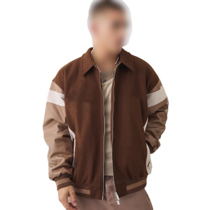 Veste universitaire décontractée à la mode pour hommes Streetwear léger en laine mélangée avec patchs et lettres brodés - Product Image 3