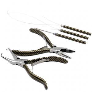 Pinzas de Acero Inoxidable con Mango Dorado para Conectar Extensiones de Cabello con Microperlas para Aplicación en Salón - Product Image 5