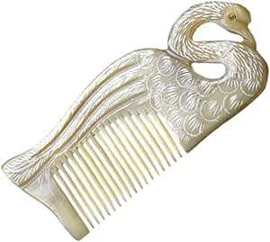 Peigne à cheveux en corne de bœuf naturelle de qualité supérieure, fait main, poli, taille personnalisée, avec motif ange Feng Shui - Product Image 3