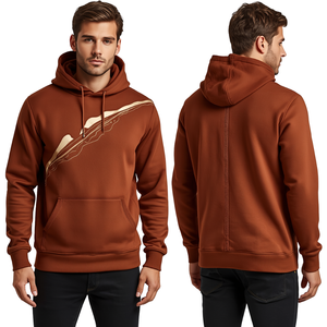 Sweat à capuche de luxe pour homme brodé avec motif Copper Ridge Stitch, en molleton de coton épais et au style contemporain - Product Image 4