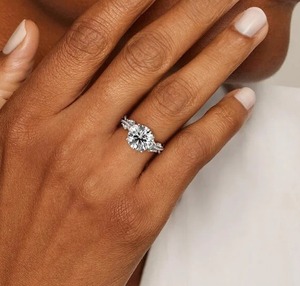 Round Brilliant Cut Diamond <b>Engagement</b> <b>Ring</b> in White Gold Rhodium Plated Prong Setting Classic Style for Women - Product Image 6