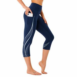 Women's Olive Green <b>High</b> Waist Full-Length Yoga Leggings with Side Pockets Four-Way Stretch Seamless Elastic Waist Activewear - Product Image 6