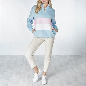 Sudadera Unisex con Capucha y Cierre de Cremallera, Color Azul Claro, Rosa y Blanco, Corte Regular, Informal, para Invierno, 100% Algodón - Product Image 2