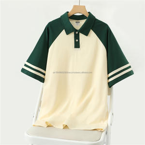 Polo à manches courtes 100% coton avec logo personnalisé pour hommes chemise uniforme à revers à barres parallèles de couleur assortie - Product Image 3