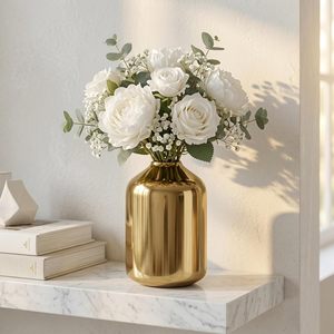Golden Metal Eco-Friendly Customized Size Logo Modern Decorative Flower <b>Vase</b> Home Office Living Room Table Centerpiece Wedding - Product Image 5