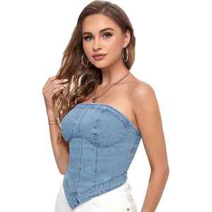 Tops de Mezclilla para Mujer de Alta Calidad, con Diseños Brillantes y Pedrería, Lujosos y Glamurosos, Perfectamente Confeccionados - Product Image 4