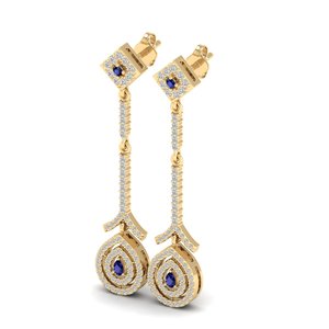 Reyes ขายส่งราคา14K แข็งทอง IGI ได้รับการรับรองจากเพชรห้อยต่างหูพลอยสีฟ้าธรรมชาติตามสั่ง - Product Image 3