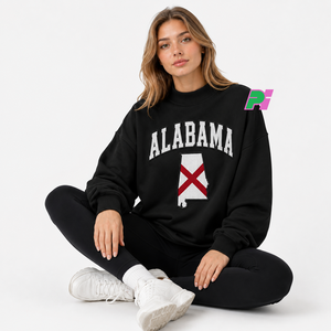 Sudadera de cuello alto para mujer con letras de ALABAMA en aplique, mapa del estado, forro polar grueso, estilo oversize. - Product Image 5