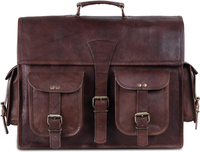 Porte-documents en cuir de chèvre véritable de style vintage chic sac de voyage à la mode avec logo pour ordinateur et ordinateur portable