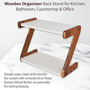 Organizador de cocina de madera en forma de Z, estante para especias, estante de encimera, organizador de cocina de dos niveles - Product Image 3