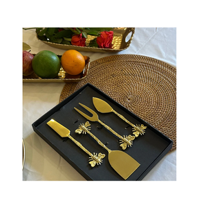 Brass <b>Cheese</b> <b>Set</b> Butter Knife <b>Sets</b> Wholesale Manufacture Excellent Designer Leaf Shell Design <b>Cheese</b> <b>Sets</b> - Product Image 3