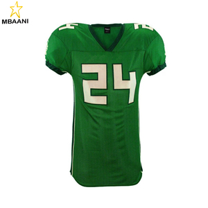 Ensemble de maillot de football américain vert pour homme MBAANI avec le numéro 21 et pantalon marron, uniforme en maille à manches courtes et col en V pour adultes - Product Image 5