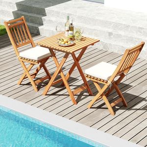 Conjunto de Bistro de Madera para Exteriores con Cojines Suaves y Mesa - Product Image 6