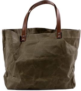 Sac fourre-tout en toile cirée imprimée vert olive, poignées en cuir réglables, résistant à l'eau, grande capacité, personnalisable, promotionnel, écologique - Product Image 4