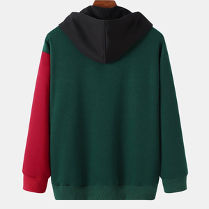 ผู้ผลิต OEM เสื้อฮู้ดดี้ผู้ชายไซส์ใหญ่แบบสั่งทำพิเศษ ดีไซน์สีตัดต่อ ผ้าถัก สวมใส่สบายๆ สำหรับฤดูใบไม้ร่วง ทรงปกติ มีกระเป๋า - Product Image 2