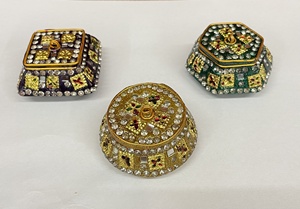 Boîte à bibelots en forme de Minakari de couleur, faite à la main, boîte de cercueil, boîte de conteneur pour cadeau de mariage - Product Image 4