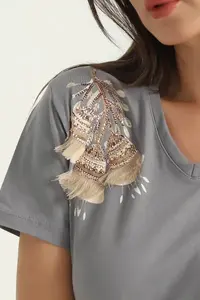 Camiseta para mujer, el mejor diseño, estilo más reciente, camiseta de manga corta informal para mujer, 100% algodón de fibra larga, camiseta sin mangas para mujer - Product Image 2