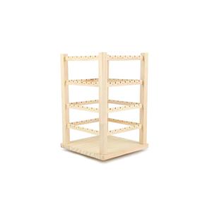 Rotating Earring Organizer Wooden Rotating Jewelry Rack 4 Tier Earring Jewelry Storage <b>Stand</b> for Home <b>Dressing</b> <b>Table</b> - Product Image 1