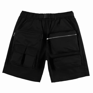 Shorts cargo pour homme, couleur olive unie, taille élastique mi-haute, multi-poches, coupe-vent, séchage rapide, style décontracté, 100% toile de coton - Product Image 2