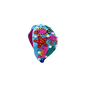 Diademas de Turbante con Cuentas Hechas a Mano Exclusivas, Colección Multicolor con Temática Marina, Accesorios de Moda de la India para Niños - Product Image 1