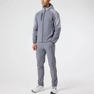Men's Autumn Printed Windproof Windbreaker Tracksuit 2-Piece Customizable Set Quick Dry Microfiber Fabric <b>Zip</b>-<b>Up</b> Hoodie Jogger - Product Image 3