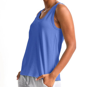 Custom PEARIA INDUSTRY Women's Solid Casual Breathable Polyester/Cotton Quick Dry Jersey Front Logo Tank <b>Tops</b> Gym Wear - Product Image 5