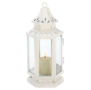 Juego de 3 faroles de metal y vidrio con acabado blanco para decoración de iluminación en el hogar, bodas y Navidad, faroles de pie en oferta. - Product Image 3