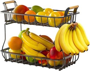 Panier décoratif de comptoir au design personnalisé, élégant, pour centre de table, panier à fruits en métal filaire - Product Image 6