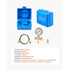 Kit di ricarica per accumulatore di azoto idraulico, sistema di test pressione 0-1420 PSI, 1 manometro, 1 strumento per test gas, accessori idraulici - Product Image 3