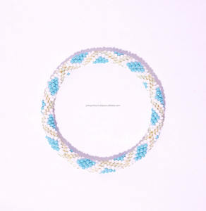 Beaded Woven <b>Stretch</b> Charm <b>Bracelet</b> Seed Beads Blue White Gold Pattern Elastic Luxury Gift Fashion Jewelry Wholesale - Product Image 4