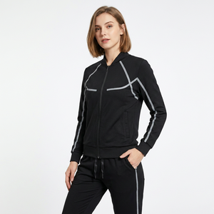 Men's Black Breathable <b>Tracksuit</b> Set Sporty Full Sleeve Zipper Jacket With Side Pockets And Drawstring Pants Autumn Wear - Product Image 4
