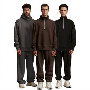 Sweat-shirt unisexe à demi-zip pour hommes et femmes, coupe ample oversize, en molleton bouclette, pull tendance pour l'hiver - Product Image 1