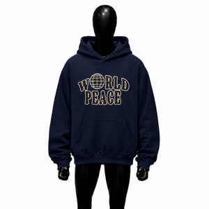 World Peace <b>Navy</b> Blue Hoodie Oversized Streetwear Graphic Pullover Unisex Casual Fleece Hooded <b>Sweatshirt</b> Globe Print Vintage Ur - Product Image 1