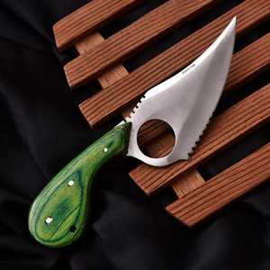 Wood Handle Drop Point Skinner Knife High Carbon Steel Blade Black Leather Sheath With Brass Emblem - Product Image 5