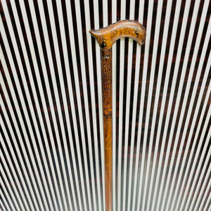 Bastón de Madera Grabado con Cuero, Multifuncional, Plegable en 3 Partes, 37 Pulgadas (Aprox.) Artesanía de Diseño Folclórico, TESORO DEL MUNDO ANTIGUO - Product Image 1