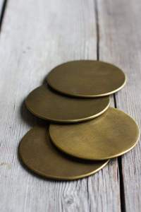 Modern Round Gold Solid Brass Coaster Set Non-Slip <b>Mats</b> & Pads Eco-Friendly Durable Heat Resistant <b>Table</b> Accessories - Product Image 4