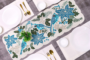 พรมปูรองจานผ้าปูรองจานผ้าปูรองจานผ้าปูรองจานแฟนซีตกแต่งงานคริสต์มาสทำมือสำหรับงานแต่งงาน - Product Image 3