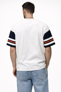 เสื้อยืดพิมพ์ลายผู้ชายลำลองทรงโอเวอร์ไซส์ผ้าฝ้ายผสมครึ่งแขนสไตล์สตรีทแวร์สไตล์วิทยาลัยคอกลมแฟชั่นอินเทรนด์ในเมือง - Product Image 2