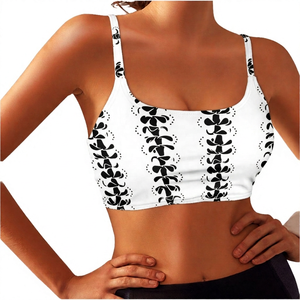 Soutien-gorge de sport blanc imprimé pour femme, à bretelles, maintien moyen, respirant - Product Image 6